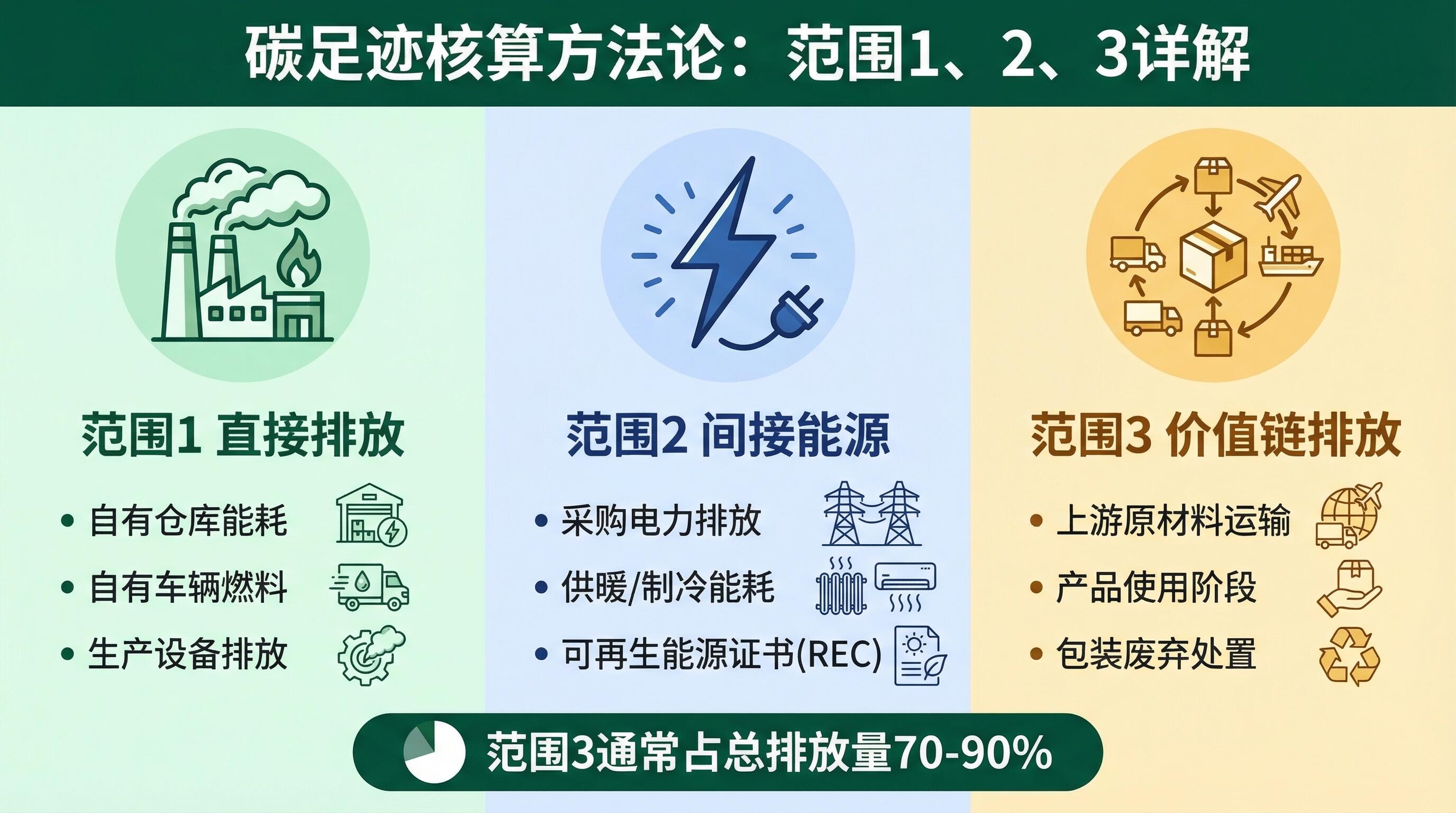 碳中和认证四阶段流程图：核算减量抵消声明