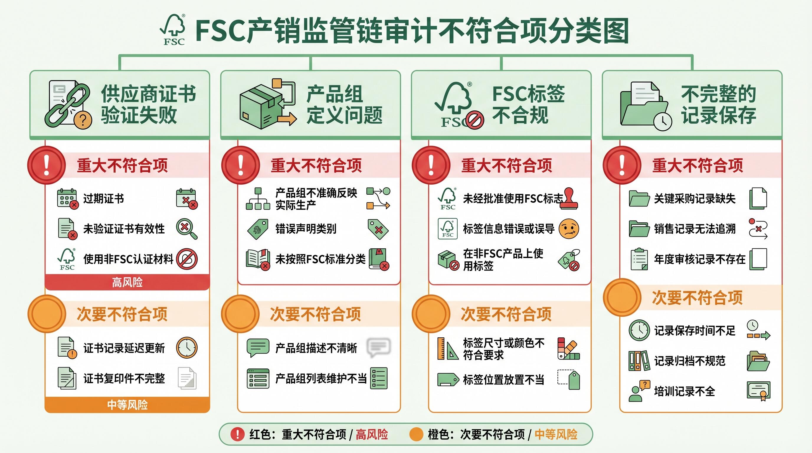FSC产销监管链审核高频不符合项分类