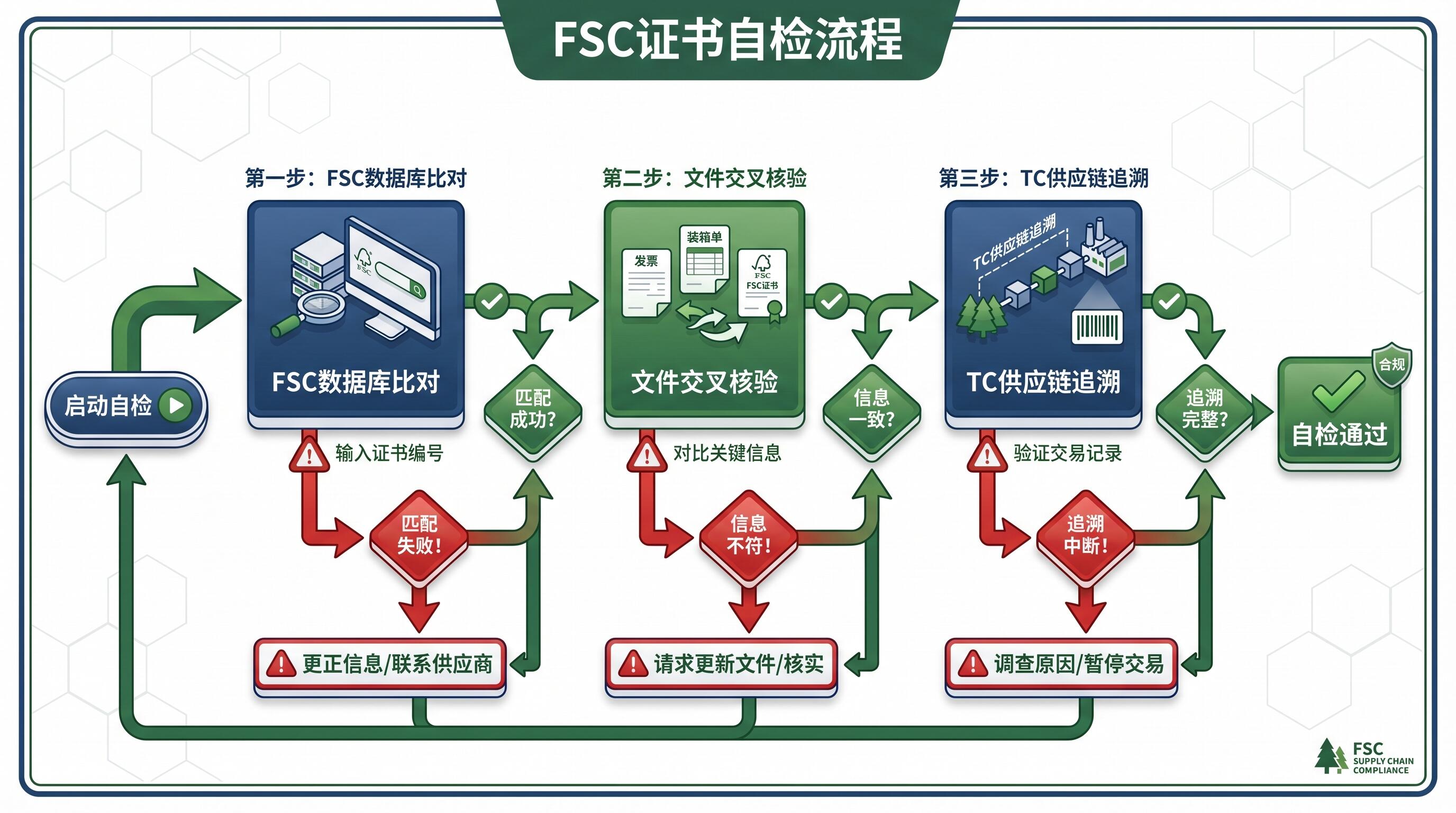 FSC证书查验与供应链合规自查流程