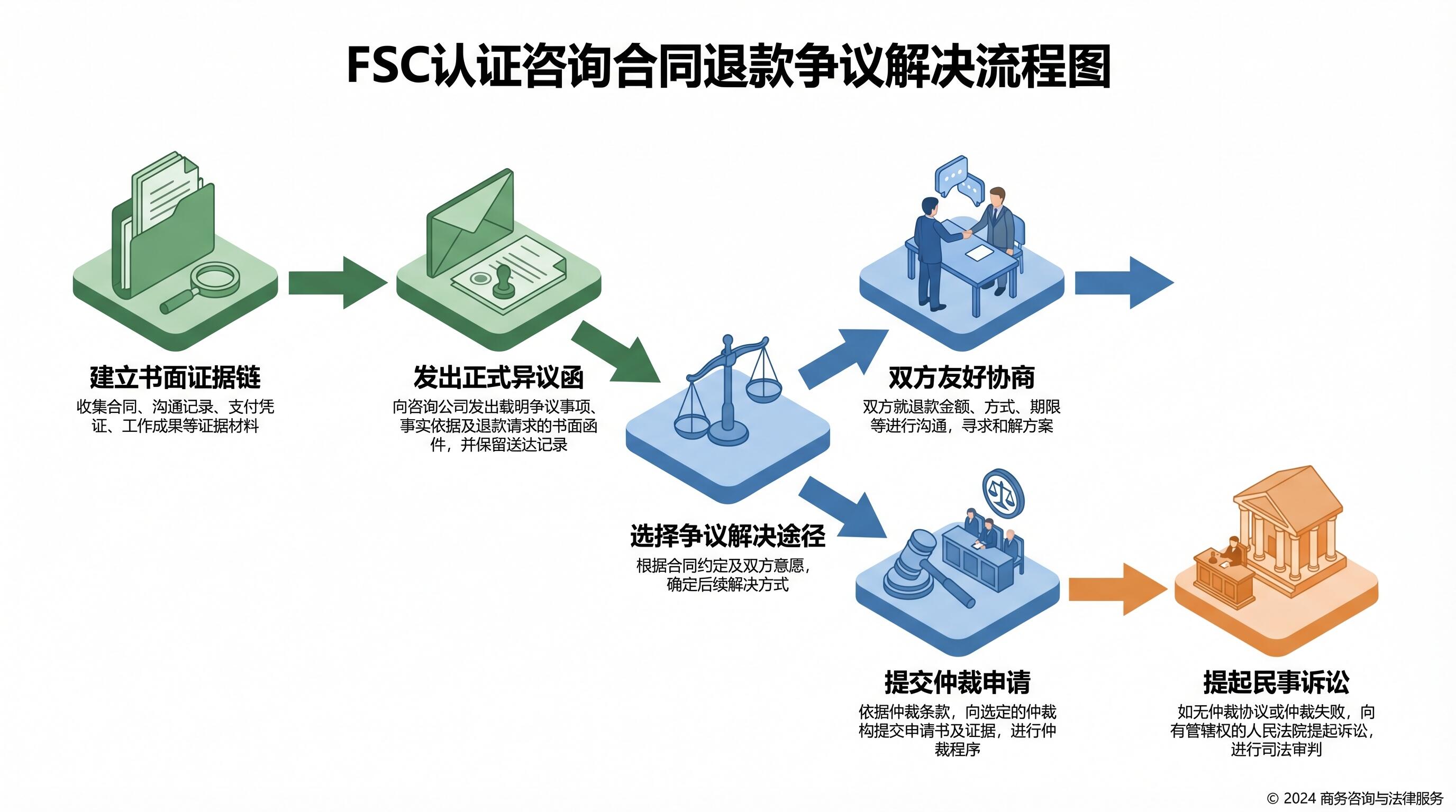 FSC认证辅导退费纠纷处理流程图