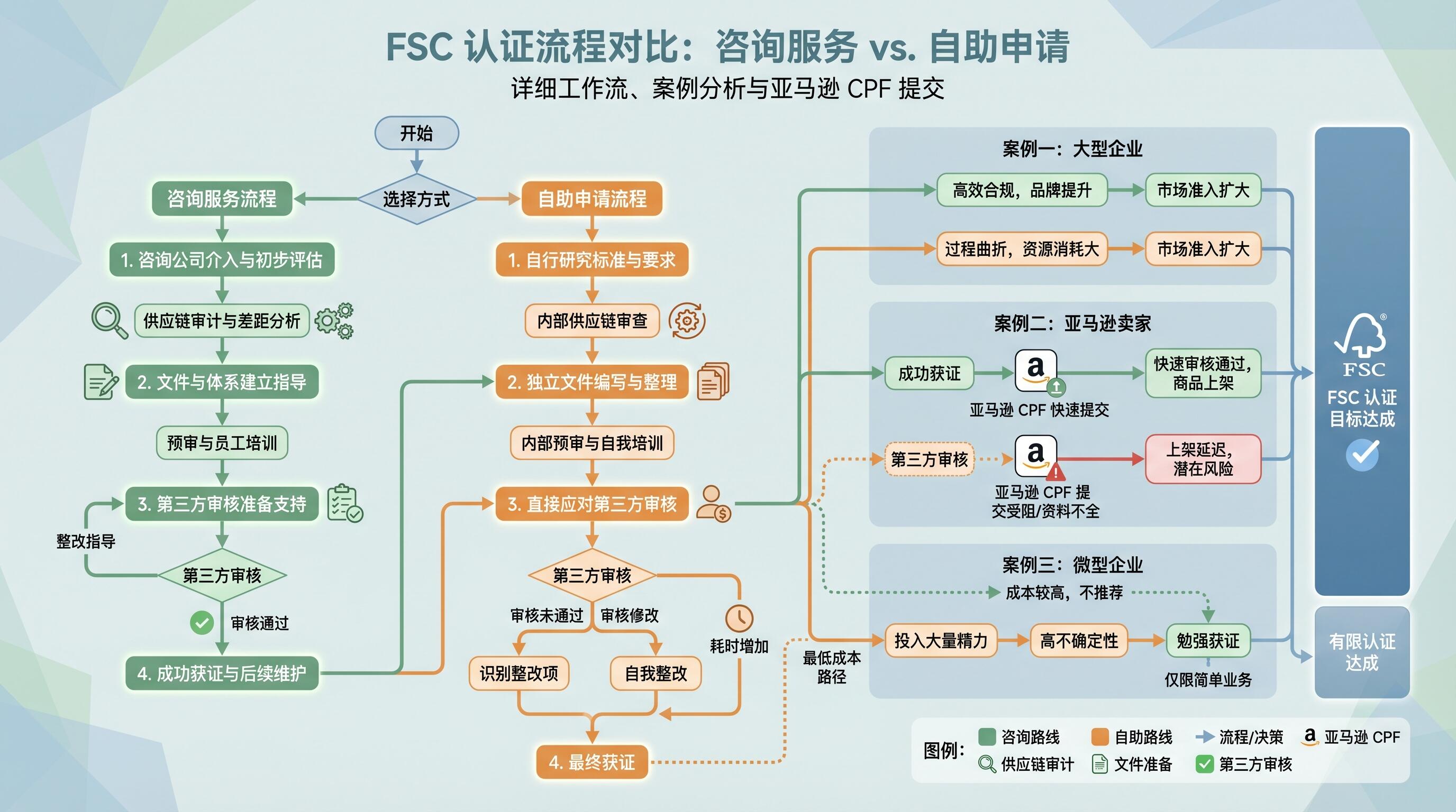 FSC认证辅导服务流程与价值分析示意图