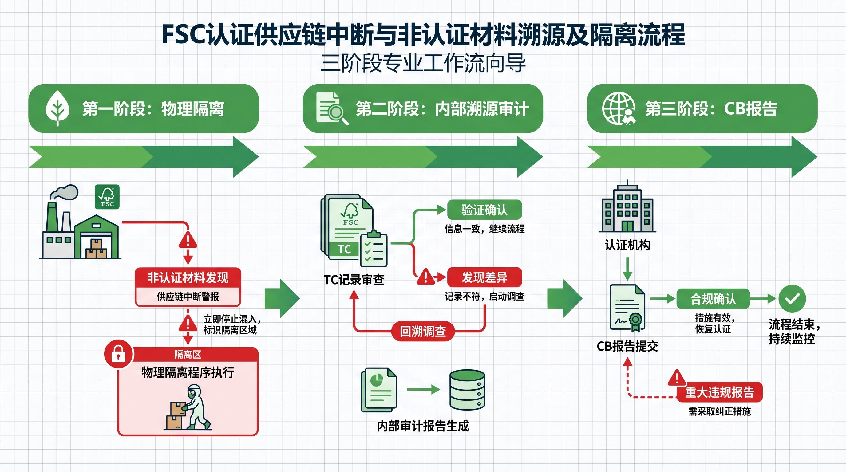 FSC认证供应链断链问题:非认证材料追溯与隔离措施全解析